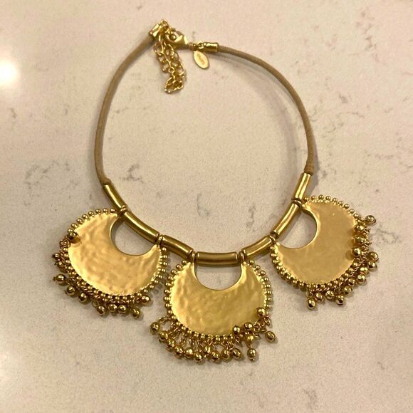 Chico's Gold Statement Necklace with Ornate Pendants Chocker - Picture 6 of 7